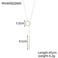 Detail view of gold Y-necklace with 4.5cm vertical bar and 1.5cm circle pendant measurements - Gold Style (MX46982DW0)