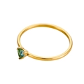 18K gold plated stainless steel heart ring with teal zircon birthstone inlay - Size 5 / 18K Gold Tone / Blue