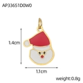 Pendentif Père Noël en émail avec finition dorée pour collier de Noël DIY de 1,4 cm - Style Père Noël Debout (AP33651D0W0)