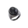 Retro gunmetal stainless steel ring featuring a polished oval black ceramic inlay - US 6 / Black