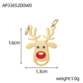 Pendentif de Noël renne de dessin animé en or avec détails en émail rouge et blanc - Style Tête de Renne Dessin Animé (AP33652D0W0)