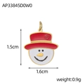 Pendentif bonhomme de neige de Noël en émail blanc pour colliers et bijoux DIY - Style Tête de Bonhomme de Neige à Bonnet Rouge (AP33845D0W0)