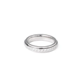 Macro view of polished spinner ring with sparkling zircon stones in a silver finish - US 6 / Steel