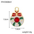 Pendentif de Noël rond avec nœud rouge et finition émail, variante de 1,5cm de large - Style Couronne à Nœud et Rayures (FP45980BW1)