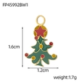 Pendentif sapin de Noël en émail avec base dorée et finition verte, hauteur 1,6cm - Style Sapin de Noël à Pois (FP45992BW1)