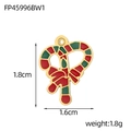 Pendentif de canne en bonbon de Noël en émail rouge et vert avec dimensions - Canne à Sucre en Cœur (FP45996BW1)