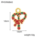 Pendentif cœur de Noël en émail avec canne en sucre, nœud rouge et dimensions - Canne à Sucre Cœur avec Nœud (FP45996BW2)
