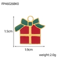 Pendentif boîte cadeau de Noël en émail rouge et vert avec bordure dorée et dimensions - Boîte Cadeau Rouge et Verte (FP46026BK0)