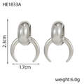 Orecchini a mezzaluna argentati in acciaio inossidabile, misura 2,3cm x 1,7cm e peso 6g - Stile a Forma di Corno di Mezzaluna Argento (HE1833A)