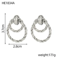 Orecchini a doppio cerchio intrecciati in finitura argento lucido con trama a spirale - Stile a Doppio Anello Intrecciato Argento (HE1834A)