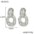 Orecchini a cerchio ovali vintage in argento e acciaio inossidabile con altezza 2,2 cm - Stile Irregolare con Trama Martellata Argento (HE1837A)