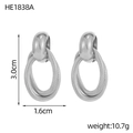 Orecchini a cerchio doppi argentati, design ovale a spirale, altezza di 3,0 cm - Stile a Cerchio con Trama a Corda Argento (HE1838A)