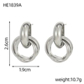 Orecchini a cerchio intrecciati in argento con design ovale multistrato e finitura lucida - Stile Ellisse Intrecciata Multi-Anello Argento (HE1839A)