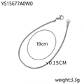 Gepolijste zilveren roestvrijstalen slangenketting armband, 19 cm lang en 0,15 cm breed - 1.5mm/19cm / Staalkleur
