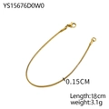 14K vergulde roestvrijstalen slangenketting armband, 18 cm lengte met karabijnsluiting - 1.5mm/18cm / 14K goud
