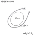Minimalistische zilveren roestvrijstalen slangenketting armband met karabijnsluiting - 1.5mm/18cm / Staalkleur