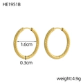 Twisted gold hoop earrings in stainless steel with 1.6cm inner diameter and 4.9g weight - Spiral Twisted Style (HE1951B)