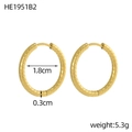 Golden pvd stainless steel striped hoop earrings with 18mm diameter twisted texture - Spiral Twisted Style (HE1951B2)