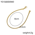 Gepolijste 14K vergulde roestvrijstalen slangenketting armband met karabijnsluiting, 19cm - 2mm/19cm / 14K goud