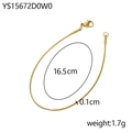 Minimalistische slangketting armband 14K verguld roestvrij staal 16,5 cm met karabijnsluiting - 1mm/16.5cm / 14K goud