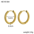 PVD gold plated stainless steel twisted hoop earrings with 1.2cm inner diameter - Twisted Rope Spiral Style (HE1951B4)