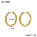 Classic golden twisted rope stainless steel hoop earrings with 14mm inner diameter - Twisted Braid Style (HE1951B5)