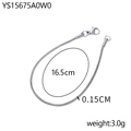 Zilveren roestvrijstalen slangschakelarmband met karabijnsluiting lengte 16,5cm - 1.5mm/16.5cm / Staalkleur