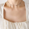 Elegante zilveren hartjes ketting met meerdere gepolijste bedeltjes voor dames - Stalen Horizontale Hart Ketting-35+5cm