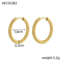 PVD gold plated stainless steel hoop earrings with hammered texture finish 1.8cm - Hammered Texture Style (HE1953B3)