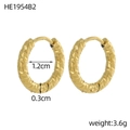 Textured PVD gold-plated stainless steel hoop earrings with 1.2cm inner diameter - Diamond Faceted Craft Style (HE1954B2)