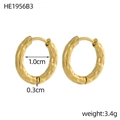 PVD gold plated stainless steel hoop earrings with textured finish and 1.0cm inner diameter - Textured Hammered Style (HE1956B3)