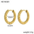 Textured gold-plated stainless steel hoop earrings with hammer pattern finish - Hammered Honeycomb Style (HE1965B1)