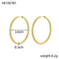 30mm gold PVD plated stainless steel hoop earrings with twisted rope pattern design - Twisted Rope Texture Style (HE1967B1)