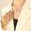Ensemble élégant collier Möbius en argent et bague texturée multicouche pour femmes - Collier Couleur Acier (P599-40+5cm)