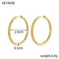 PVD gold plated stainless steel hoop earrings with textured hammered finish and 25mm diameter - Half Hammered Half Smooth Style (HE1969B)