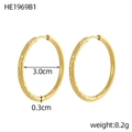 3.0cm gold PVD plated stainless steel hoop earrings with textured hammered finish - Hammered Texture Style (HE1969B1)