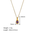 Detailed view of 18K gold plated necklace with 16x5mm purple teardrop pendant specs - Purple Teardrop Pendant Necklace (X2340)