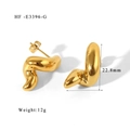 Macro shot of gold-plated wavy geometric earrings showing 22.8mm height and 12g weight - Gold (HF-E3396-G)