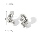 Detail of silver irregular twisted earrings showing organic shape and 22mm size - Silver (HF-E3396-S)
