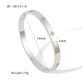 Detail view of silver lucky flower clover bangle with 58mm inner diameter and 6mm width - Silver (HF-B5201-S)