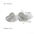 Specifiche dettagliate delle dimensioni per orecchini a cuore in acciaio al titanio - Stile Cuore a Trama Radiale (HF-E3423-S) / Argento