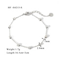 Detalle de pulsera de acero plateado de 1,7g, longitud 16,5cm con extensión de 3cm - Pulsera Fina de Cuentas Cuadradas - Plateado (HF-S4213-S)