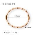Vista dettagliata del bracciale in acciaio al titanio stile bambù con diametro da 60mm - Stile Bambù Bianco (HF-B5166-WT)