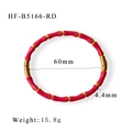 Detail of red enamel bamboo style bangle with 18K gold plated clasp and metal rings - Red Bamboo Style (HF-B5166-RD)