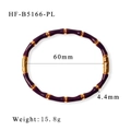 Detail showing dimensions of 60mm diameter bamboo style purple enamel gold plated bangle - Purple Bamboo Style (HF-B5166-PL)
