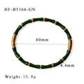 Detail view showing the 60mm inner diameter and 4.4mm width of this bamboo gold bangle - Green Bamboo Style (HF-B5166-GN)