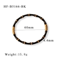 Dettaglio bracciale stile bambù in acciaio al titanio con smalto nero e placcatura oro 18K - Stile Bambù Nero (HF-B5166-BK)