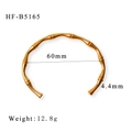 Dettaglio del bracciale a maglie di bambù placcato oro 18K con diametro 60mm e peso 12,8g - Stile Aperto Oro Zecchino (HF-B5165)