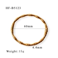 Specifiche dettagliate delle dimensioni per il bracciale in bambù placcato oro 18K da 60mm - Stile Oro Zecchino (HF-B5123)