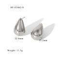 Dimensioni dettagliate degli orecchini a goccia d'argento: 22,6 mm per 15,2 mm - Stile Goccia d'Acqua Minimalista (HF-E3462-S) / Argento